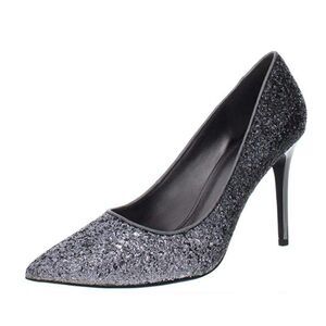 Michael Michael Kors Claire Pump Silver Metallic Leather Pointed Toe SH-052